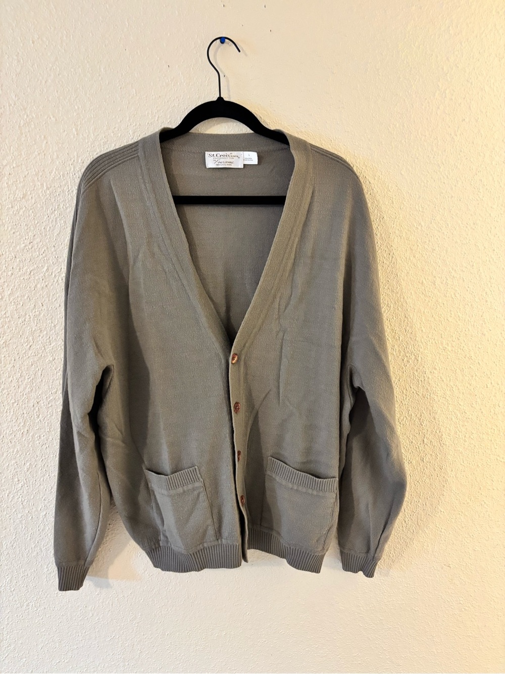 St. Croix Classic 100% Merino Wool Button Cardigan L